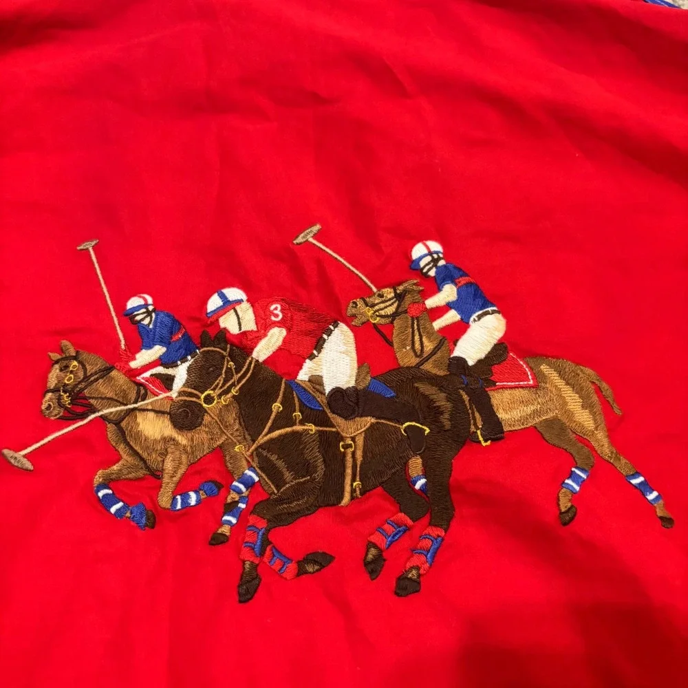 Polo Ralph Lauren Mens XL‎ Colorblock Lace Up Windbreaker Jacket Triple Pony